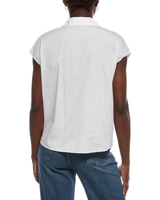 Vince White Striped Blouse