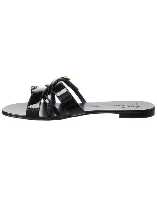 Giuseppe Zanotti Black Roll Patent Sandal