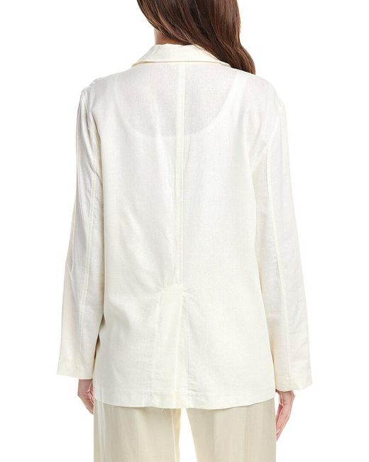 Max Studio White Linen-Blend Blazer