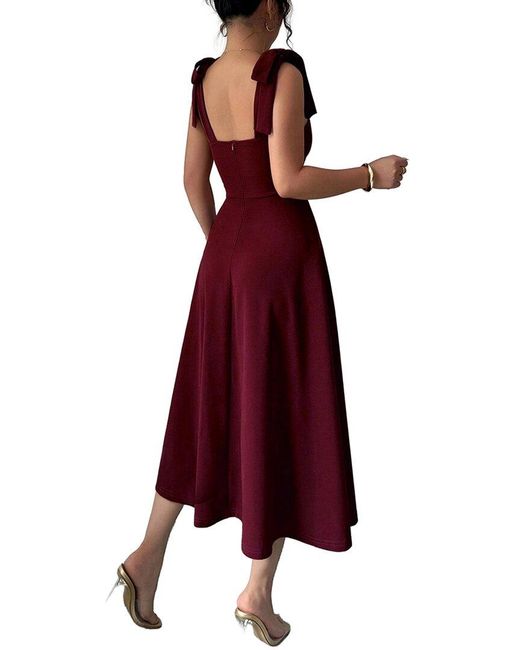 AMINA GLAM Red Midi Dress