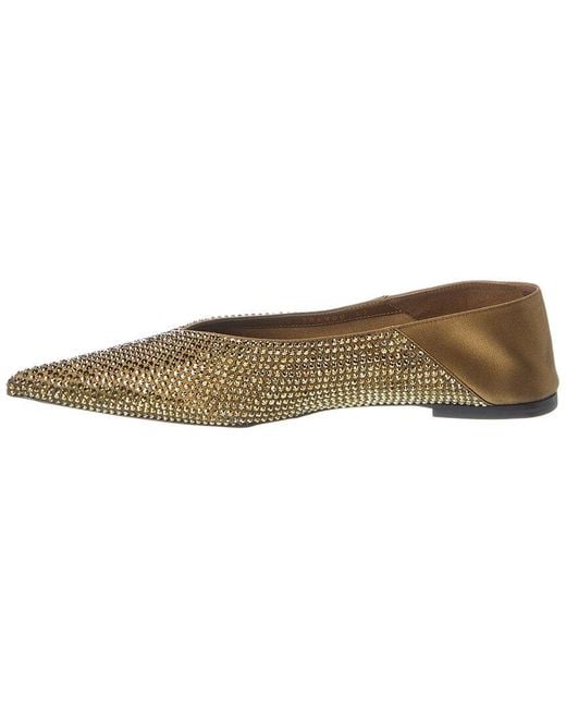 Saint Laurent Brown Nour Crystal Embellished Wool & Silk Flat