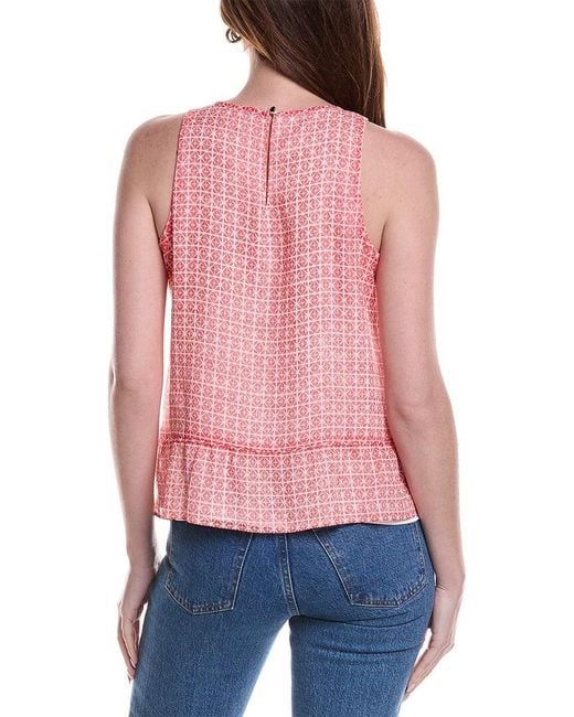 Vince Camuto Red Halter Neck Shell Peplum Tank Top