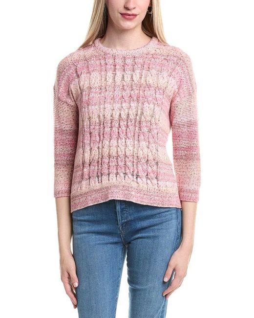 Autumn Cashmere Red Space Dye Cable Sweater