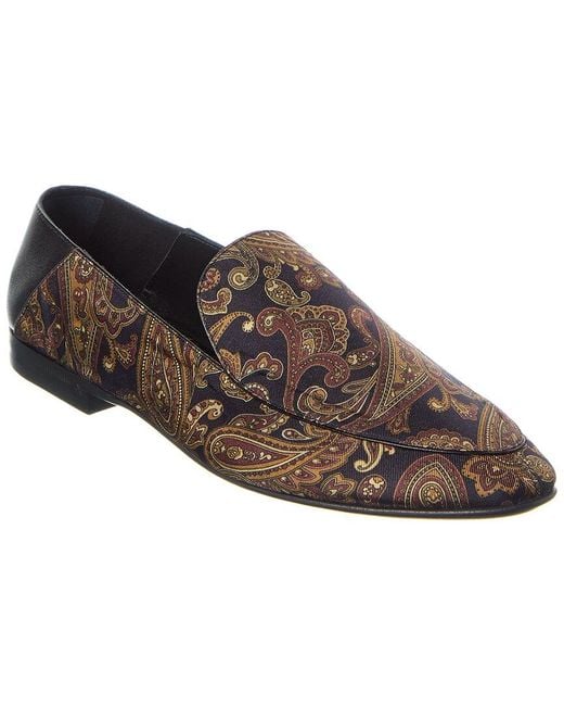 Saint Laurent Brown Alain Canvas & Leather Flat
