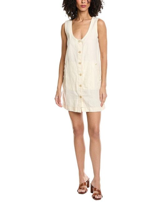 Faherty Brand White Linen-Blend Denim Malibu Mini Dress