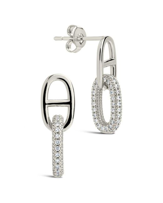 Sterling Forever White Rhodium Plated Cz Reina Drop Studs