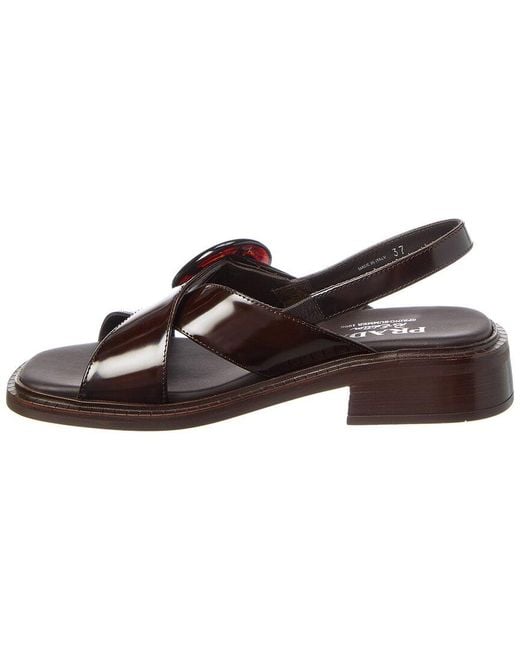 Prada Brown Re-Edition Brushed Leather Sandal