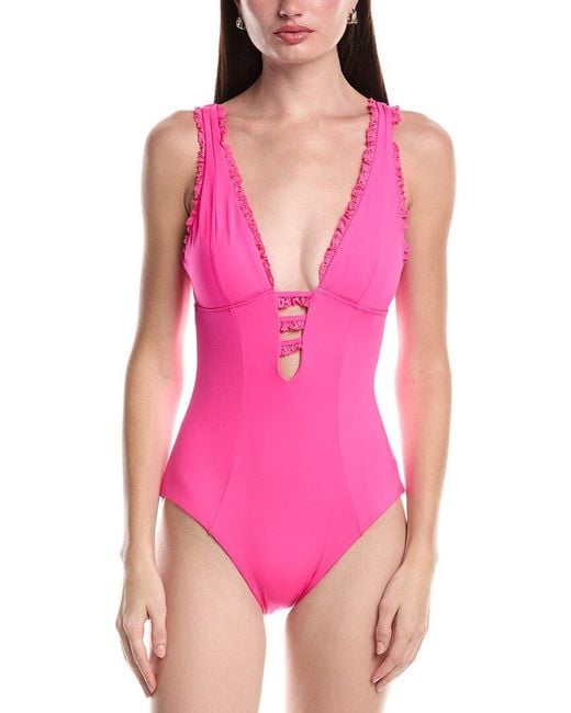 Becca Pink Frills Plunge One-Piece