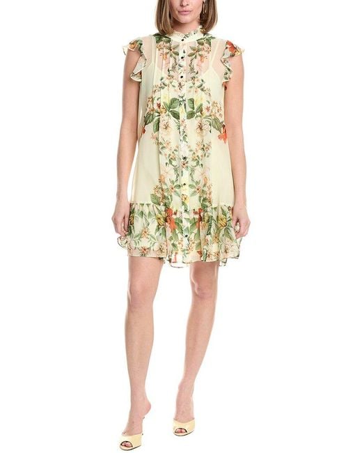 Julia Jordan Yellow Printed Chiffon Sleeveless Mini Dress