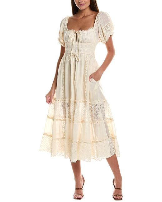 Free People Falling Sun Midi Dress in Natural | Lyst