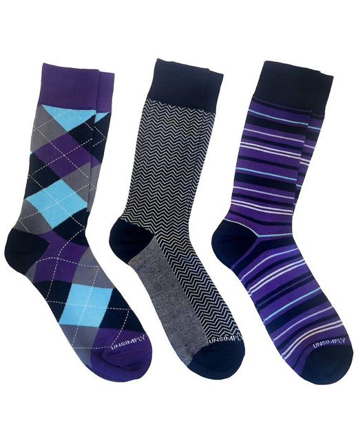 Unsimply Stitched Blue Set Of 3 Sock for men