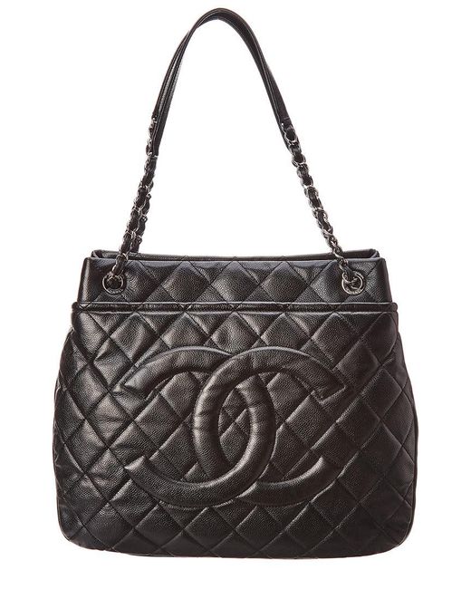 Chanel Black Quilted Soft Caviar Leather Timeless Cc Tote