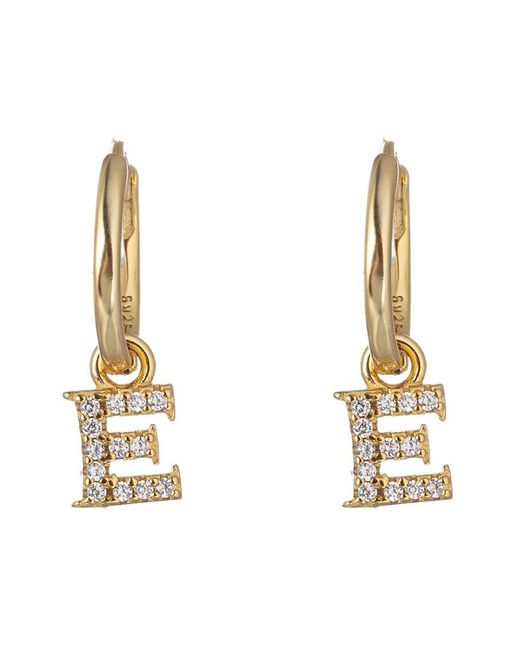 Eye Candy LA Metallic Luxe Collection Silver Cz Initial Huggie Earrings (a-z)