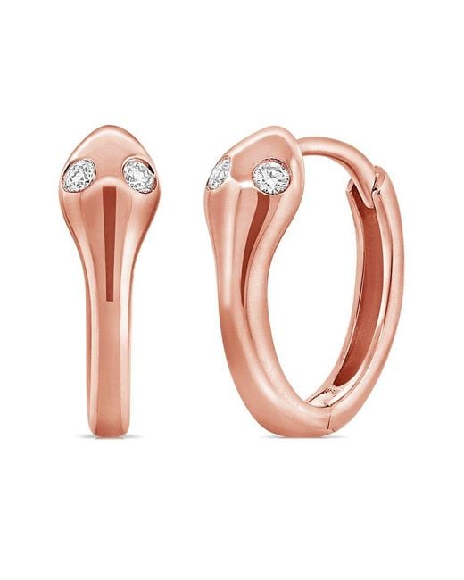 Sabrina Designs White 14k Rose Gold 0.04 Ct. Tw. Diamond Snake Huggie Earrings