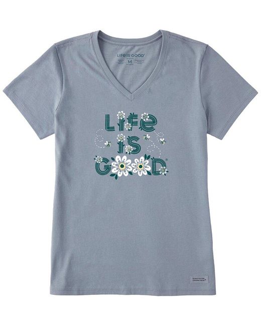Life Is Good. Blue Crusher-lite V-neck T-shirt