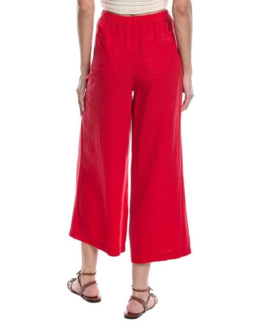 Splendid Red Palazzo Linen-Blend Pant