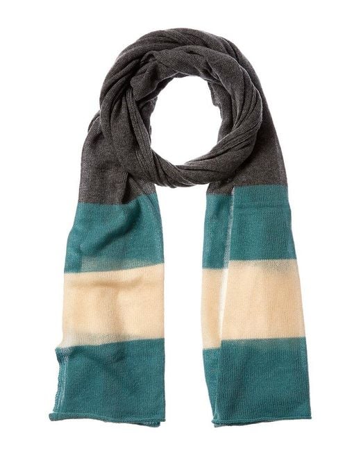 Portolano Green Striped Lurex Cashmere Wrap
