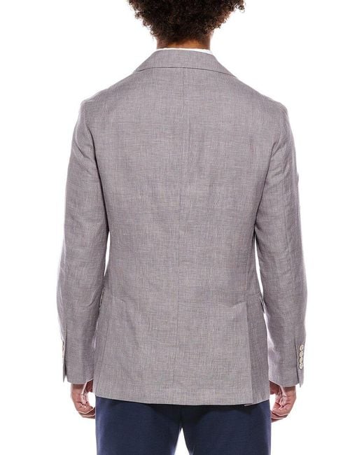 Brunello Cucinelli Gray Wool, Linen, & Silk-Blend Blazer for men