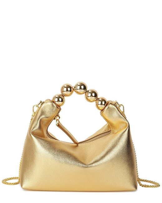 Tiffany & Fred Paris Smooth Metallic Leather Top-Handle Crossbody