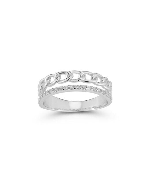 Chloe and Madison White Silver Cz Double Stack Ring