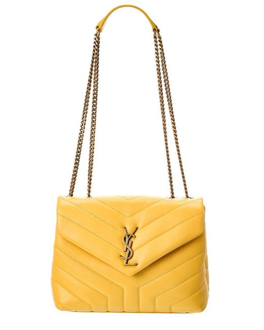 Saint Laurent Loulou Small Matelasse Y Leather Shoulder Bag in Yellow