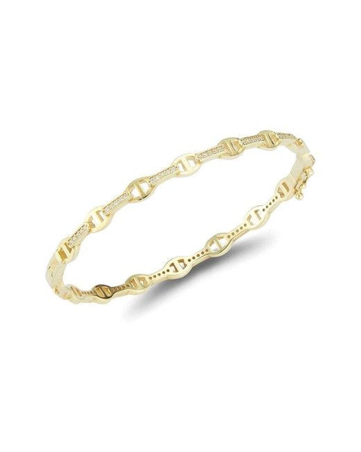 Chloe and Madison Metallic 14k Over Silver Cz Mariner Link Bangle Bracelet