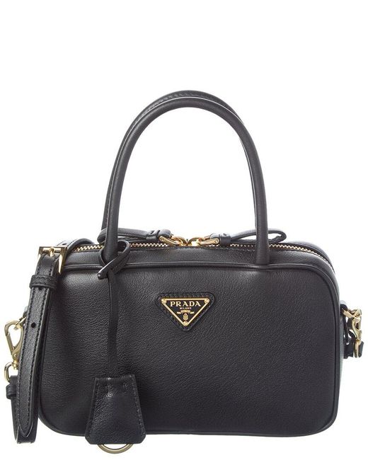 Prada Black Triangle Leather Shoulder Bag