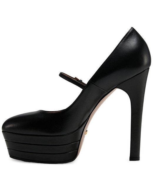 Gucci Black Mary Jane Leather Pump