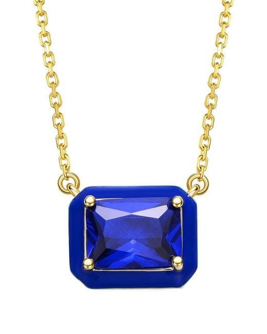 Rachel Glauber Blue 14k Plated Cz Necklace