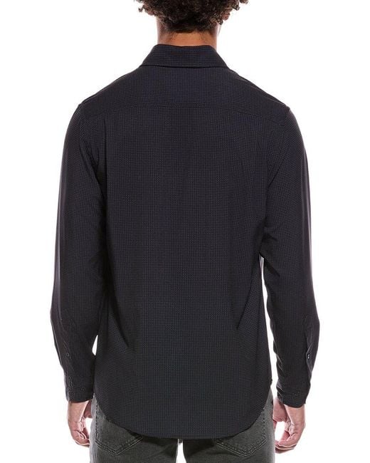 Report Collection Black 4-Way Box Print Woven Sport Shirt for men