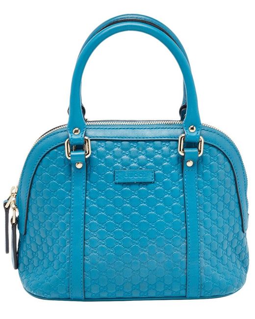 Gucci Blue Microssima Leather Mini Nice Dome Bag (Authentic Pre-Owned)