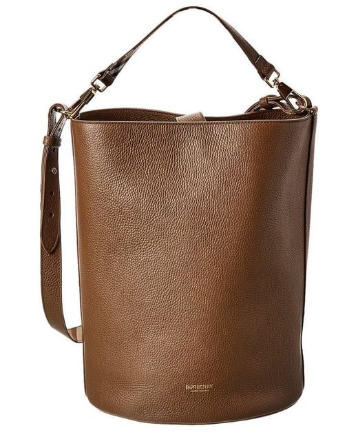Burberry Brown Logo Medium Leather Bucket Bag
