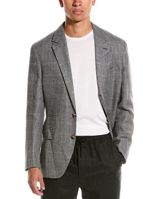 Brunello Cucinelli Gray Linen & Wool-blend Jacket for men