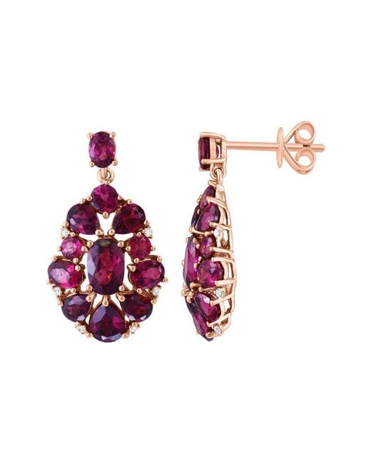 Effy Fine Jewelry Pink 14K Rose 6.66 Ct. Tw. Diamond & Rhodolite Earrings