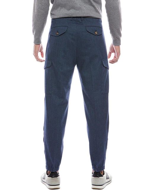Brunello Cucinelli Blue Leisure Fit Cargo Pant for men