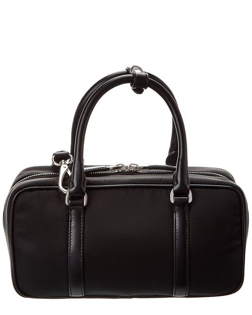 Prada Black Logo Nylon & Leather Shoulder Bag