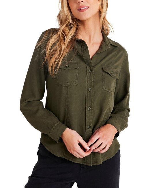 Bella Dahl Green Seamed Button-Up Shirt
