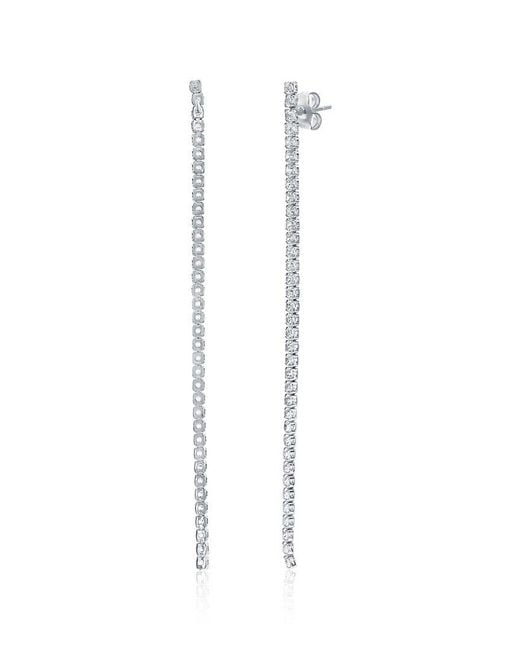 Suzy Levian CZ Jewelry White Suzy Levian Gala Collection Cz Tennis Dangle Earrings