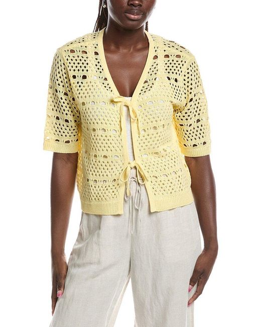 Joseph Ribkoff Metallic Open Knit Tie Front Cardigan