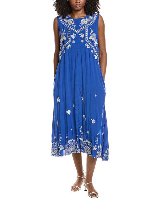 Johnny Was Blue Chevron Tank Dress