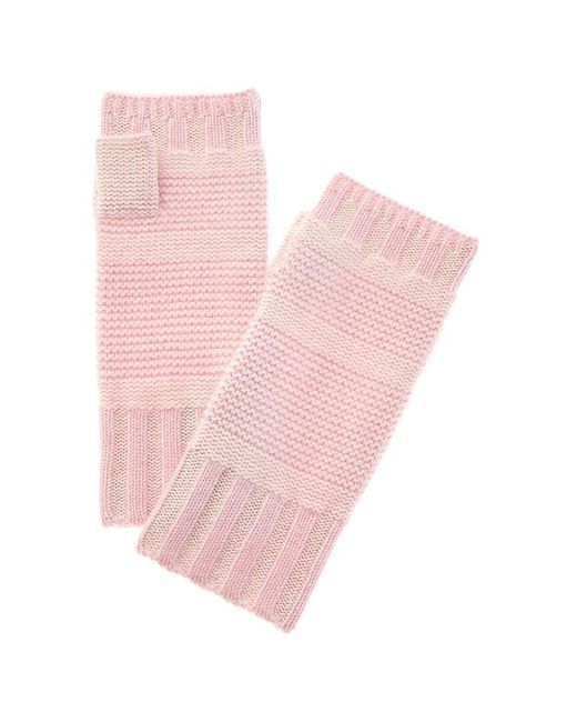 Forte Pink Plaited Colorblocked Cashmere Texting Gloves