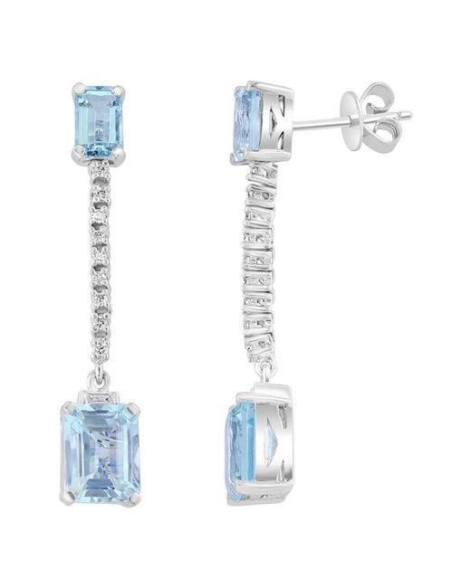 Effy Fine Jewelry White 14K 3.84 Ct. Tw. Diamond & Aquamarine Earrings