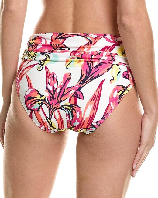 Carmen Marc Valvo Shirred Waist Bikini Bottom