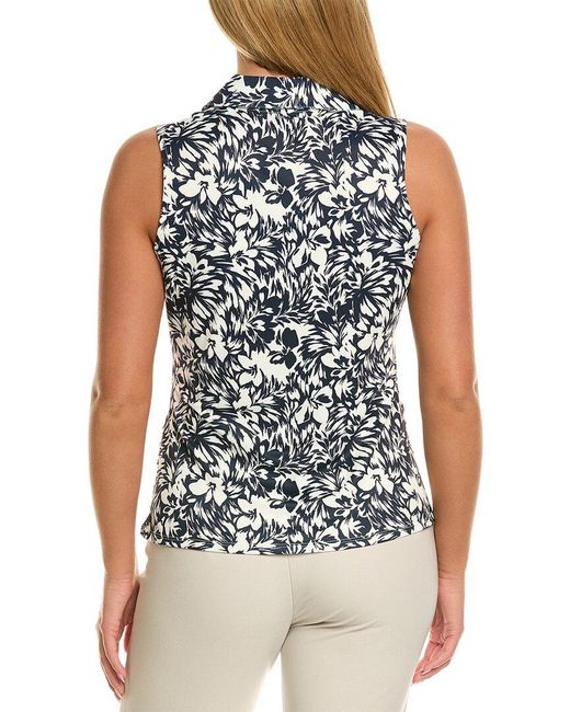 Stella Parker Blue Ruched Split Neck Polo Shirt