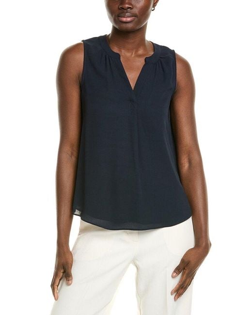 Tahari Blue Split Neck Blouse