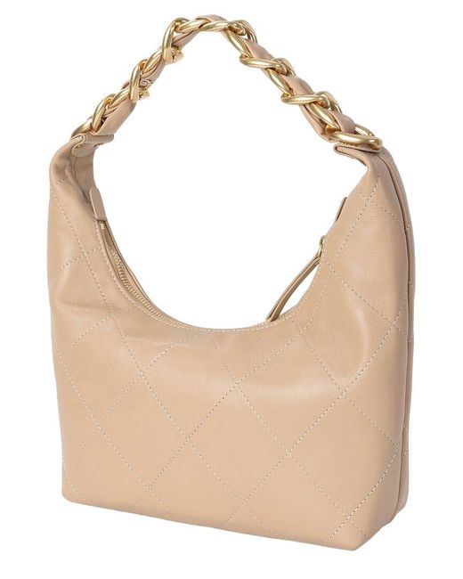 Tiffany & Fred Paris Natural Soft Quilted Leather Shoulder Bag
