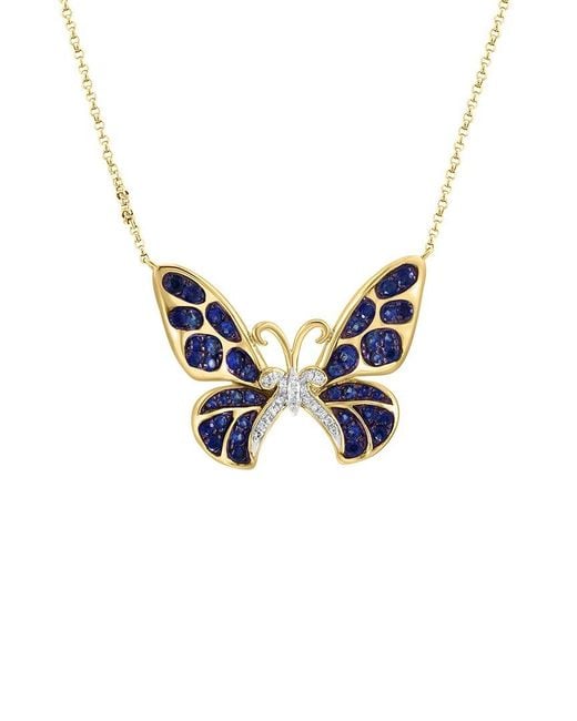 Effy Fine Jewelry Blue 14K 0.93 Ct. Tw. Diamond & Sapphire Necklace