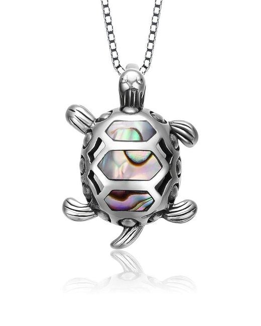 Rachel Glauber White Silver Turtle Pendant Necklace
