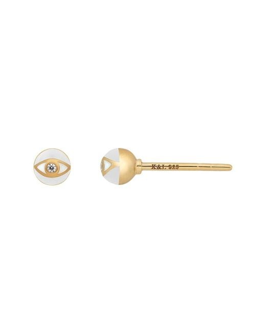 Karma and Luck White Plated Cz Stud Earrings