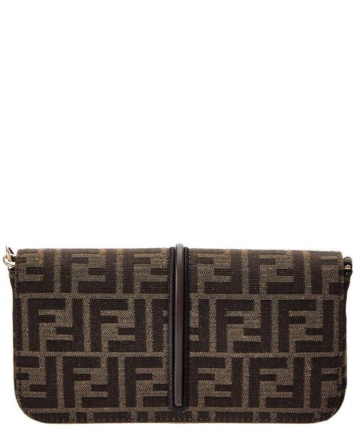 Fendi Gray Graphy Ff Canvas & Leather Wallet On Chain